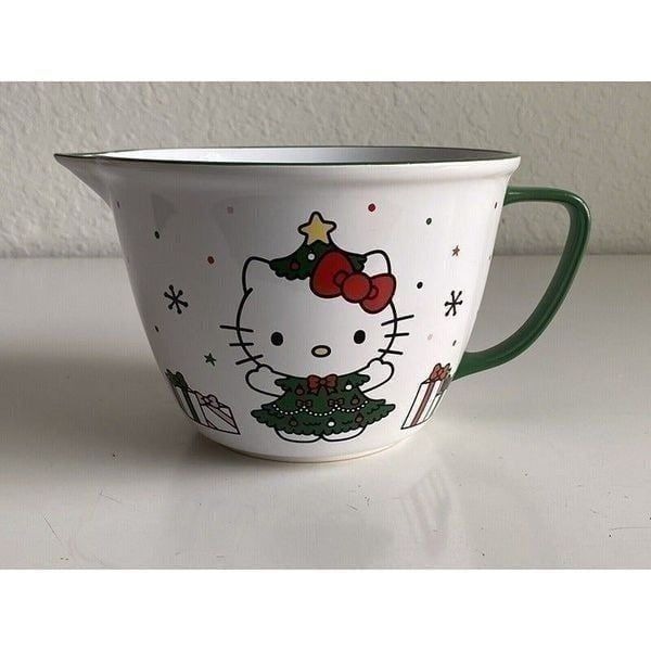 Hello Kitty Christmas Tree And Wreath Ceramic Mixing Bowl Holidays Sanrio NEW
