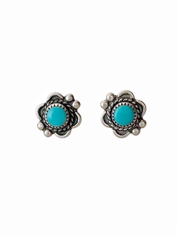 Vintage Turquoise Sterling Silver Southwestern Stud Earrings