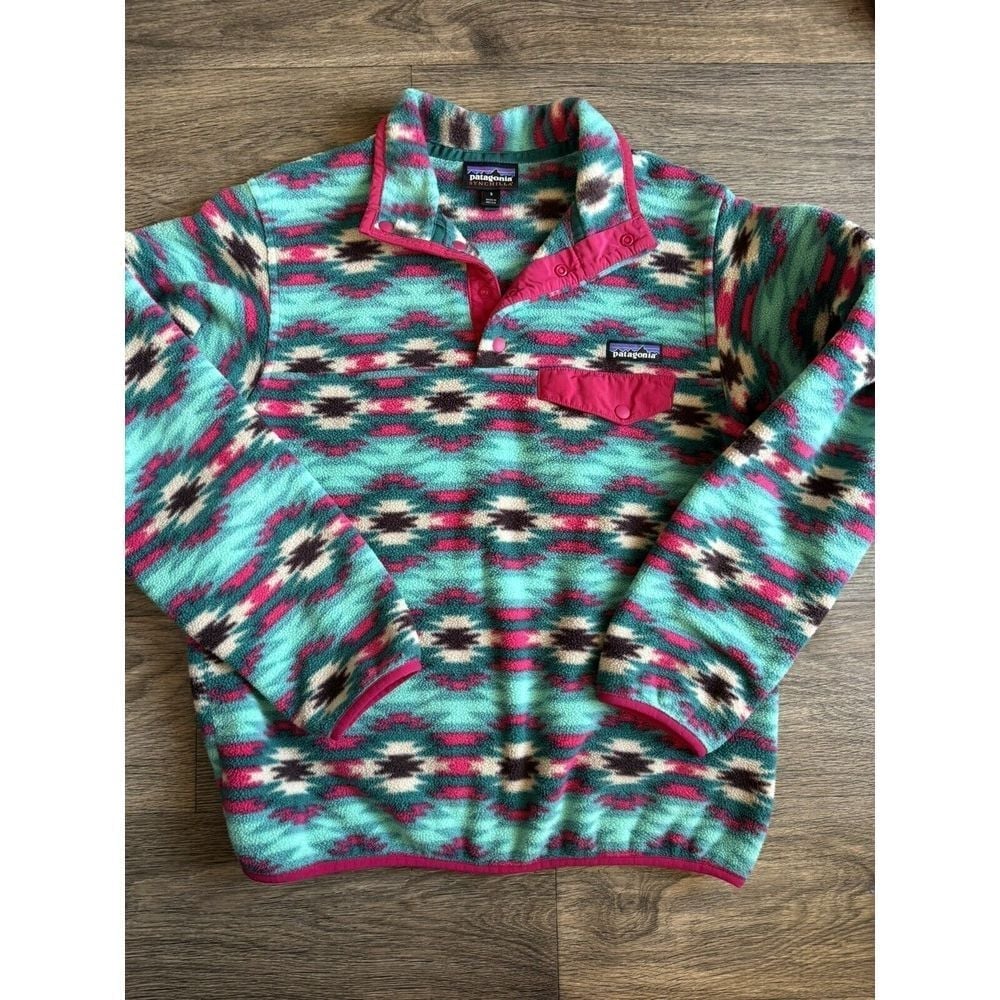 Vintage Rare PATAGONIA Synchilla Fleece Aztec Navajo Snap-T Pullover Small
