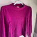 J. Crew 100% Cashmere Sweater Women Size XXS Puff Sleeves Magenta Mock Neck