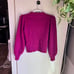 J. Crew 100% Cashmere Sweater Women Size XXS Puff Sleeves Magenta Mock Neck
