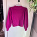 J. Crew 100% Cashmere Sweater Women Size XXS Puff Sleeves Magenta Mock Neck