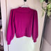 J. Crew 100% Cashmere Sweater Women Size XXS Puff Sleeves Magenta Mock Neck