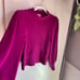 J. Crew 100% Cashmere Sweater Women Size XXS Puff Sleeves Magenta Mock Neck