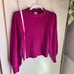 J. Crew 100% Cashmere Sweater Women Size XXS Puff Sleeves Magenta Mock Neck
