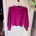 J. Crew 100% Cashmere Sweater Women Size XXS Puff Sleeves Magenta Mock Neck
