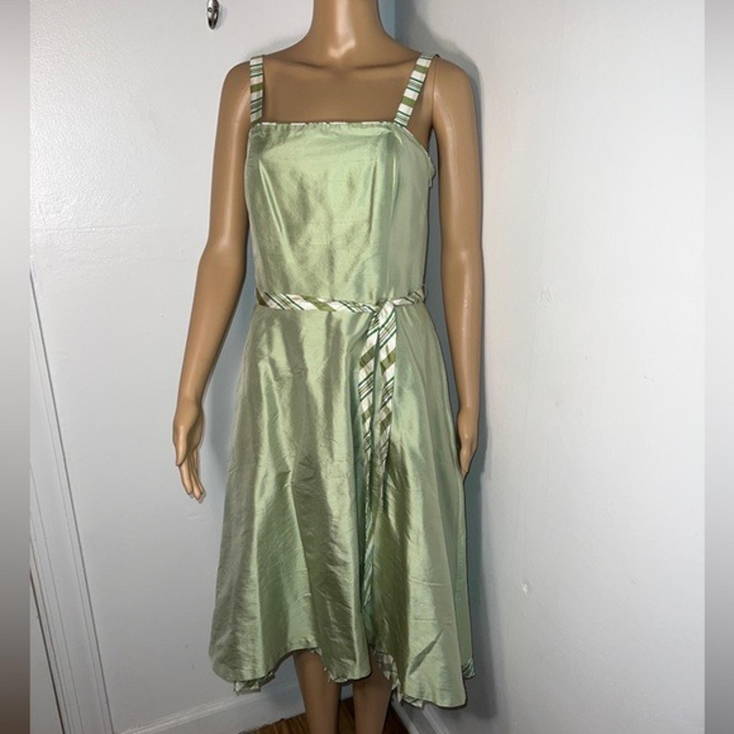 Jeremy Spencer, 6, silk midi, sleeveless skater style dress w/contrasting plaid