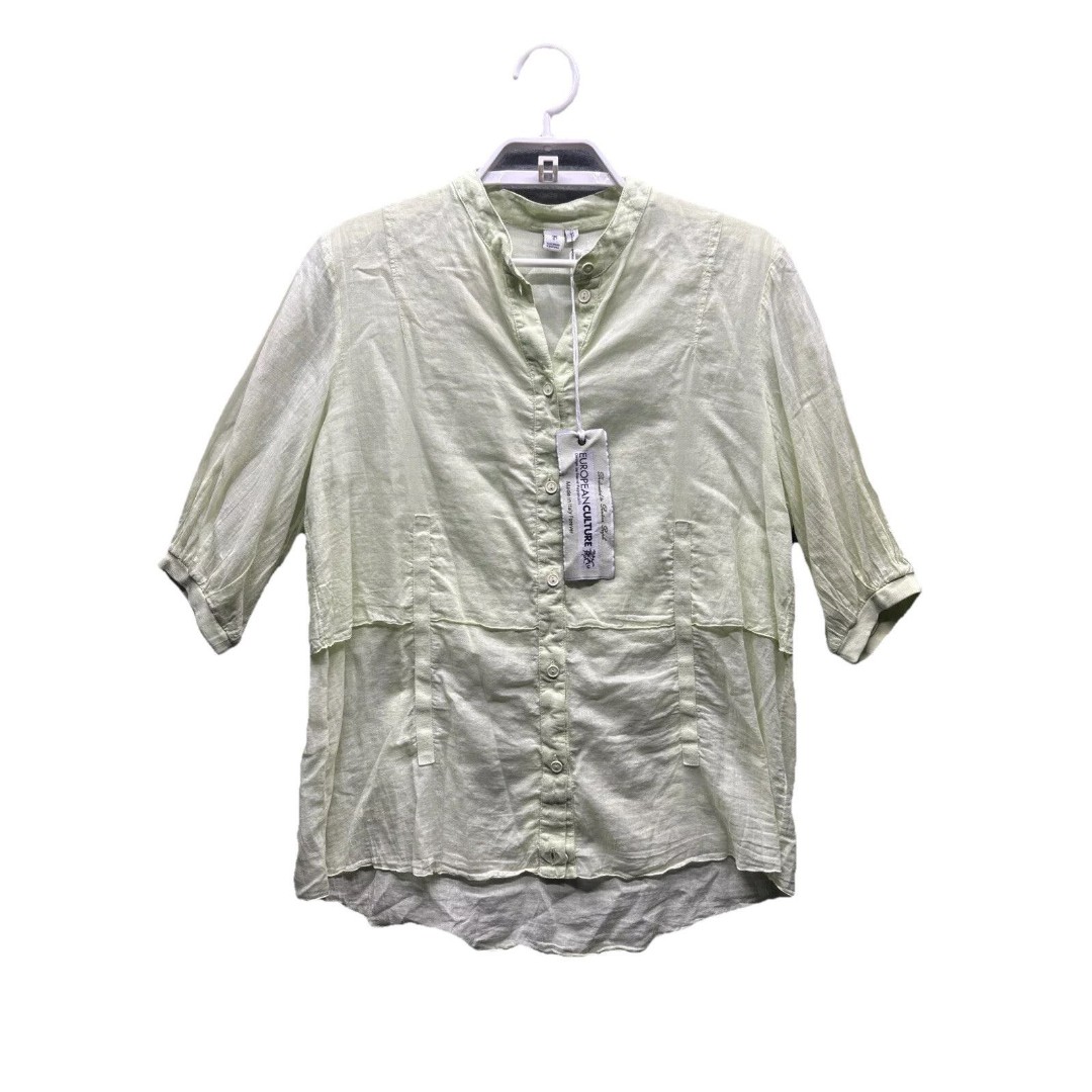 European Culture Seacrest Button Up Women's SM Quarter Sleeve Cotton Linen Blend