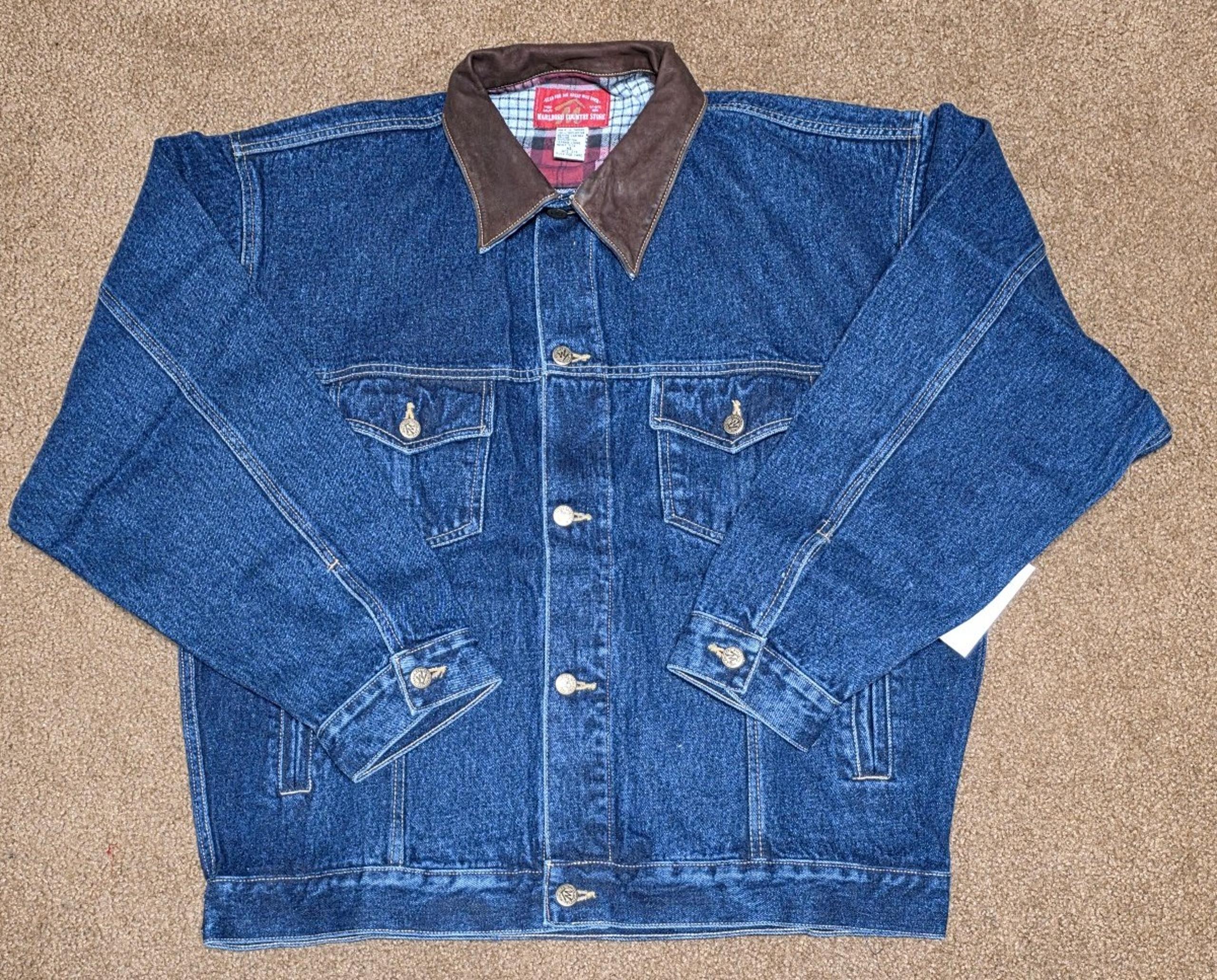 VINTAGE Marlboro Country Store Mens Denim Jean Jacket, Size Extra Large - NEW