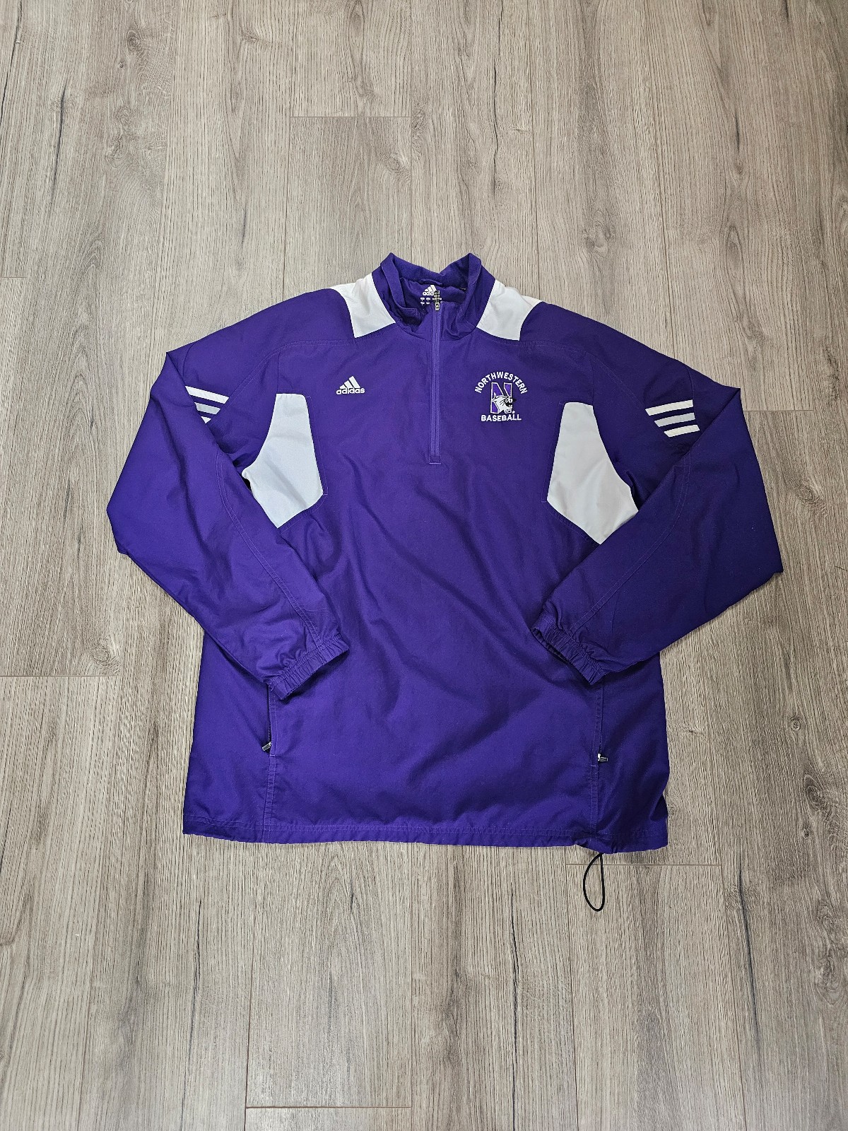 Adidas Northwestern Wildcats Baseball Coaches Purple Jacket Mens Size Large