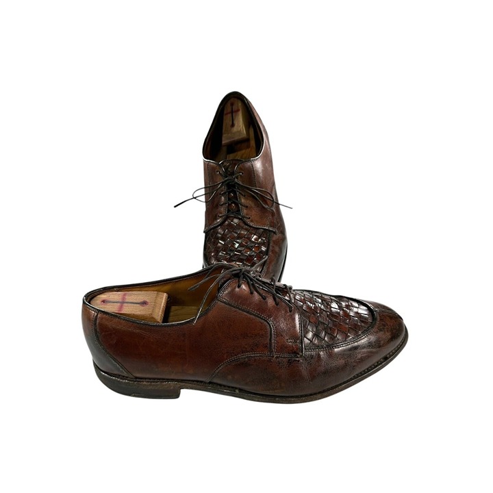 Allen Edmonds Hersey Vintage Mens Size 12 D Brown Leather Woven Dress Shoes