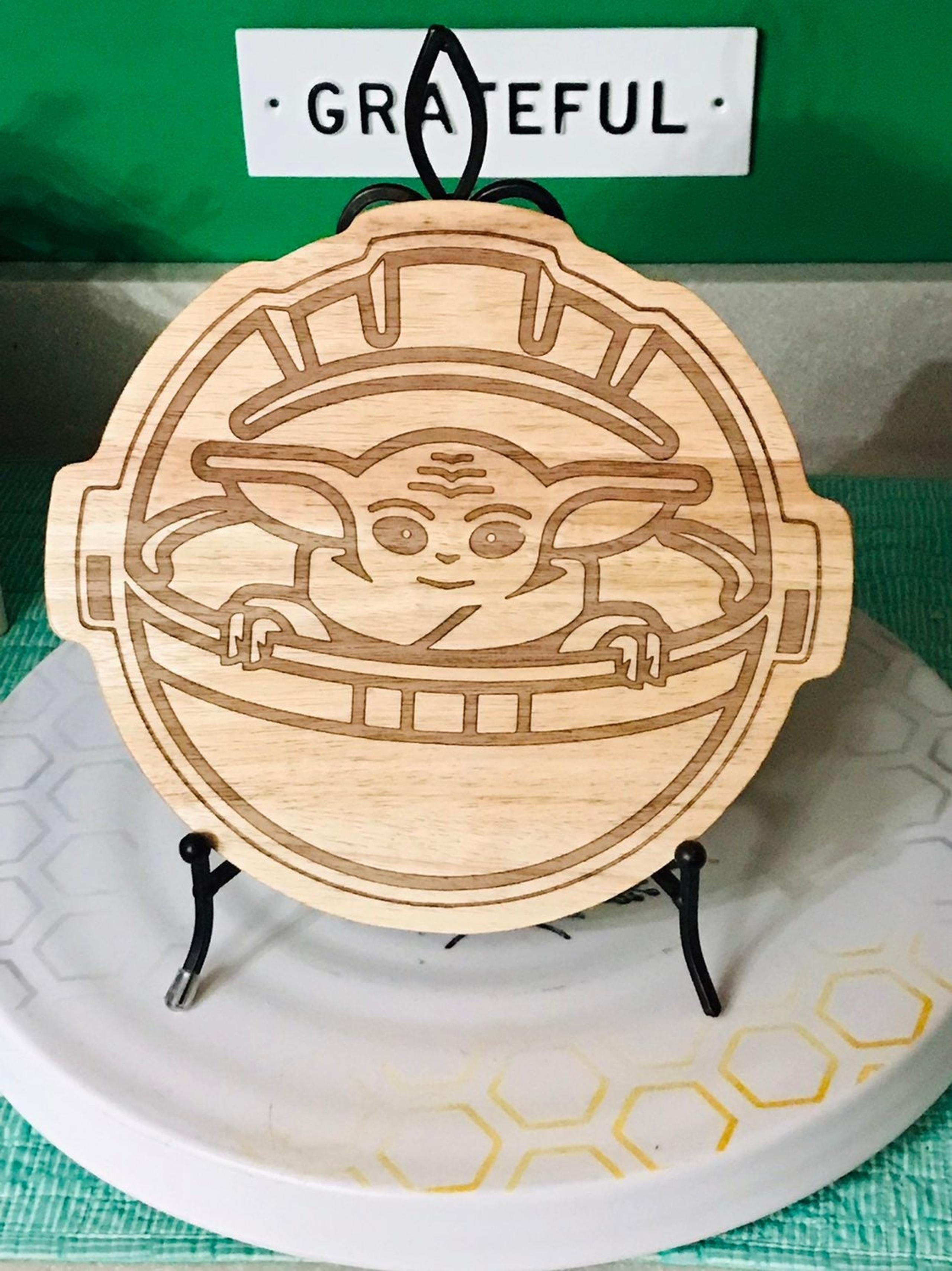 Star Wars The Mandalorian Wood Round Serving Board