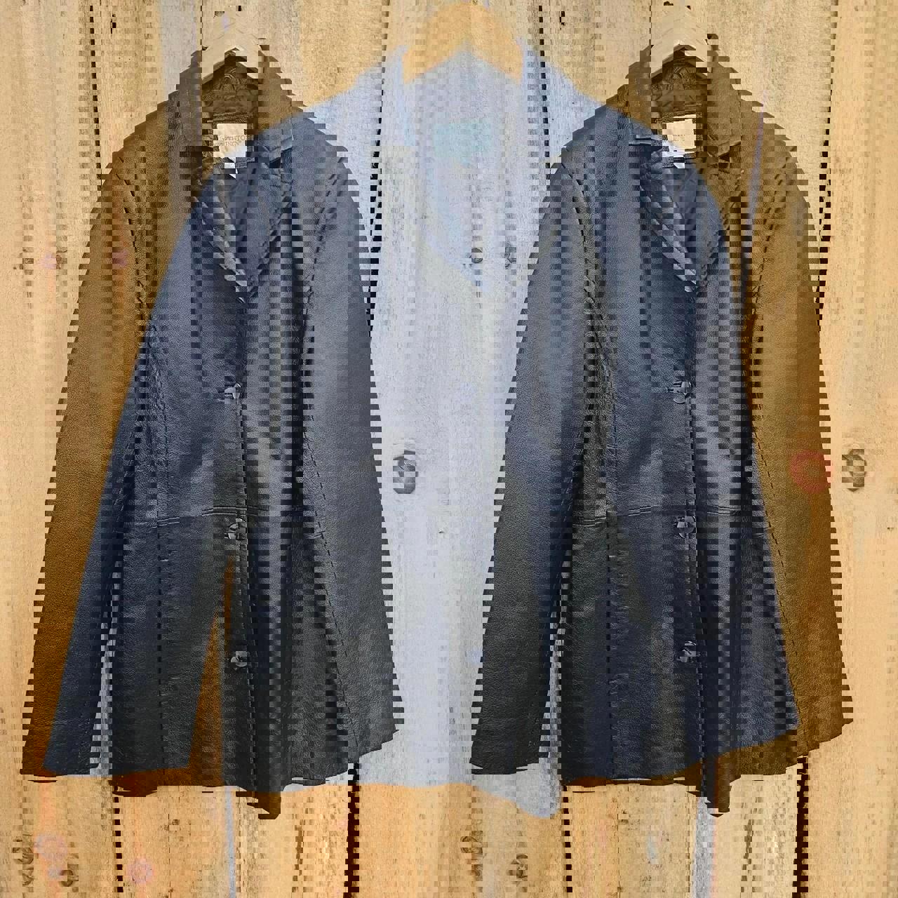 Vintage y2k Black Leather Jacket Oversized Leather Coat XL