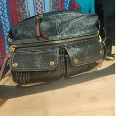 FOSSIL Black/Brown Leather MORGAN Traveler Crossbody Purse Bag
