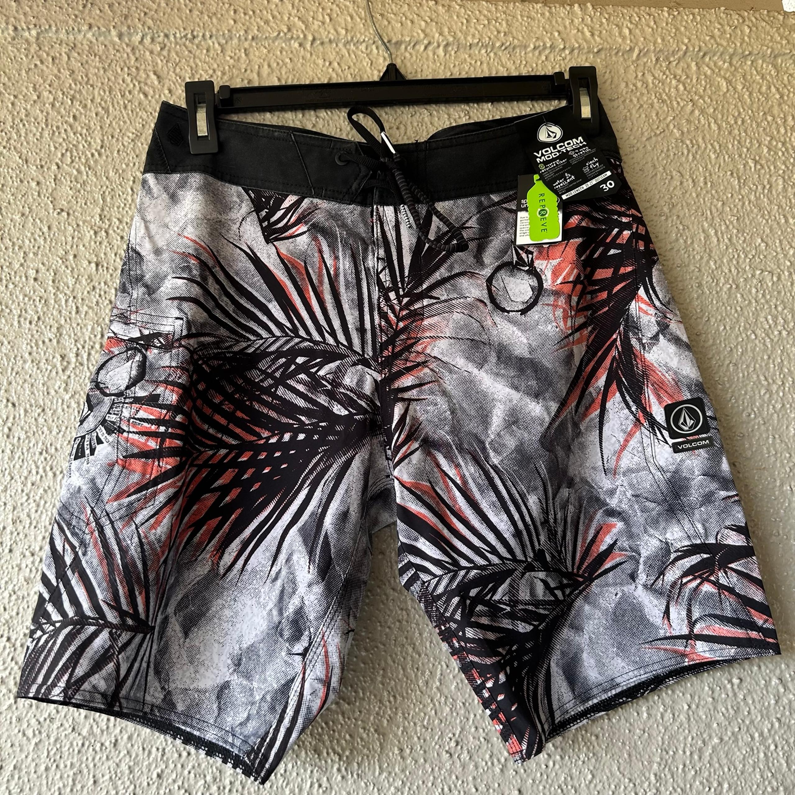 Volcom Mod-Tech mens Board Shorts 30 black gray white orange