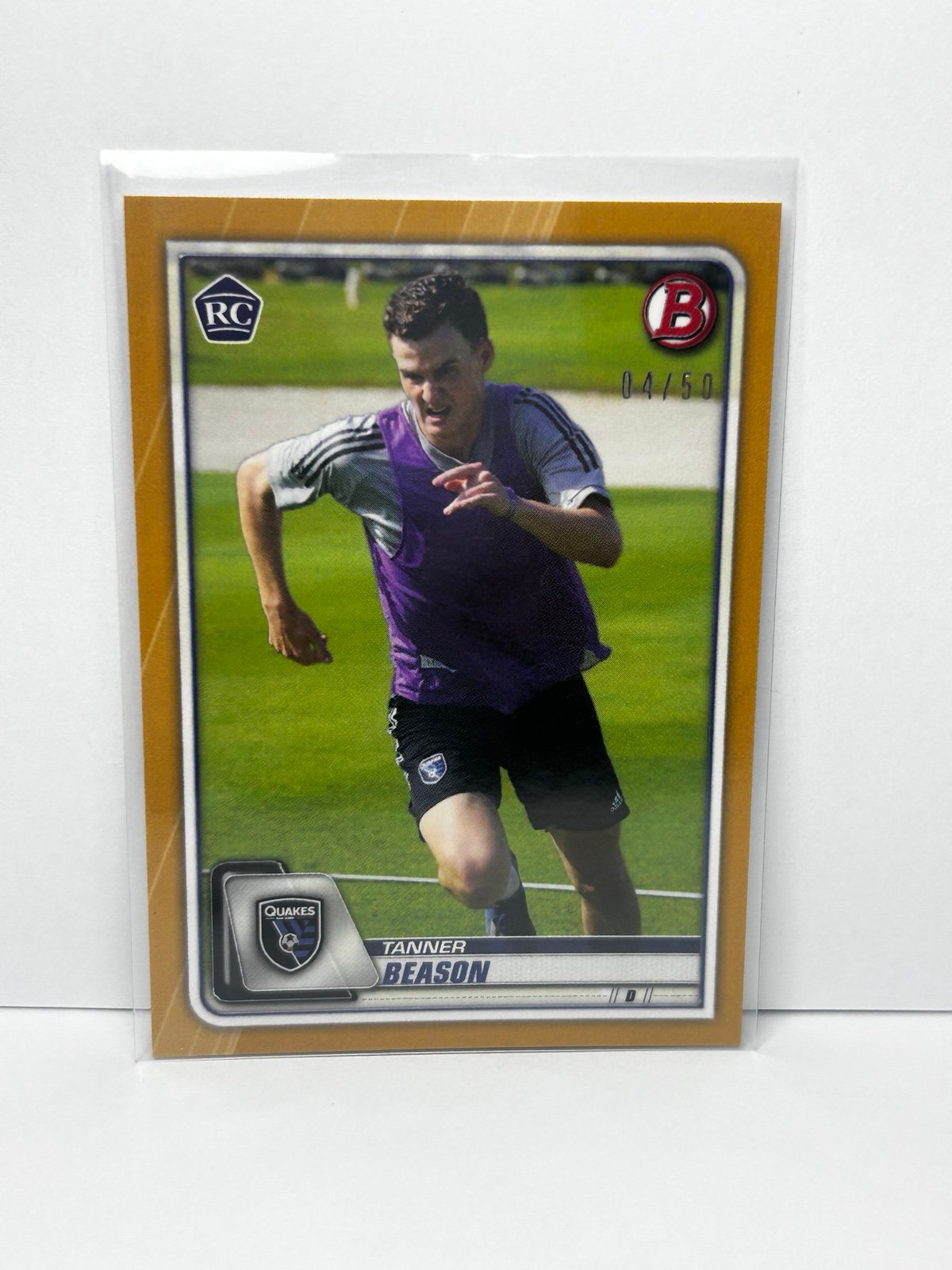 2020 Bowman MLS Tanner Beason Gold Parallel RC/50 San Jose Earthquakes