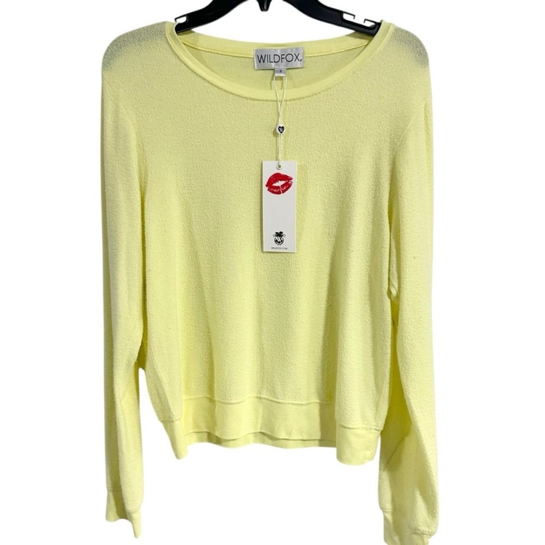 Wildfox Limon Yellow Baggy Beach Jumper Long Sleeve Sweater Size Small NWT