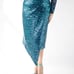 Pantora XS Women's Cavi Sequin Blue Leopard Wrap Skirt