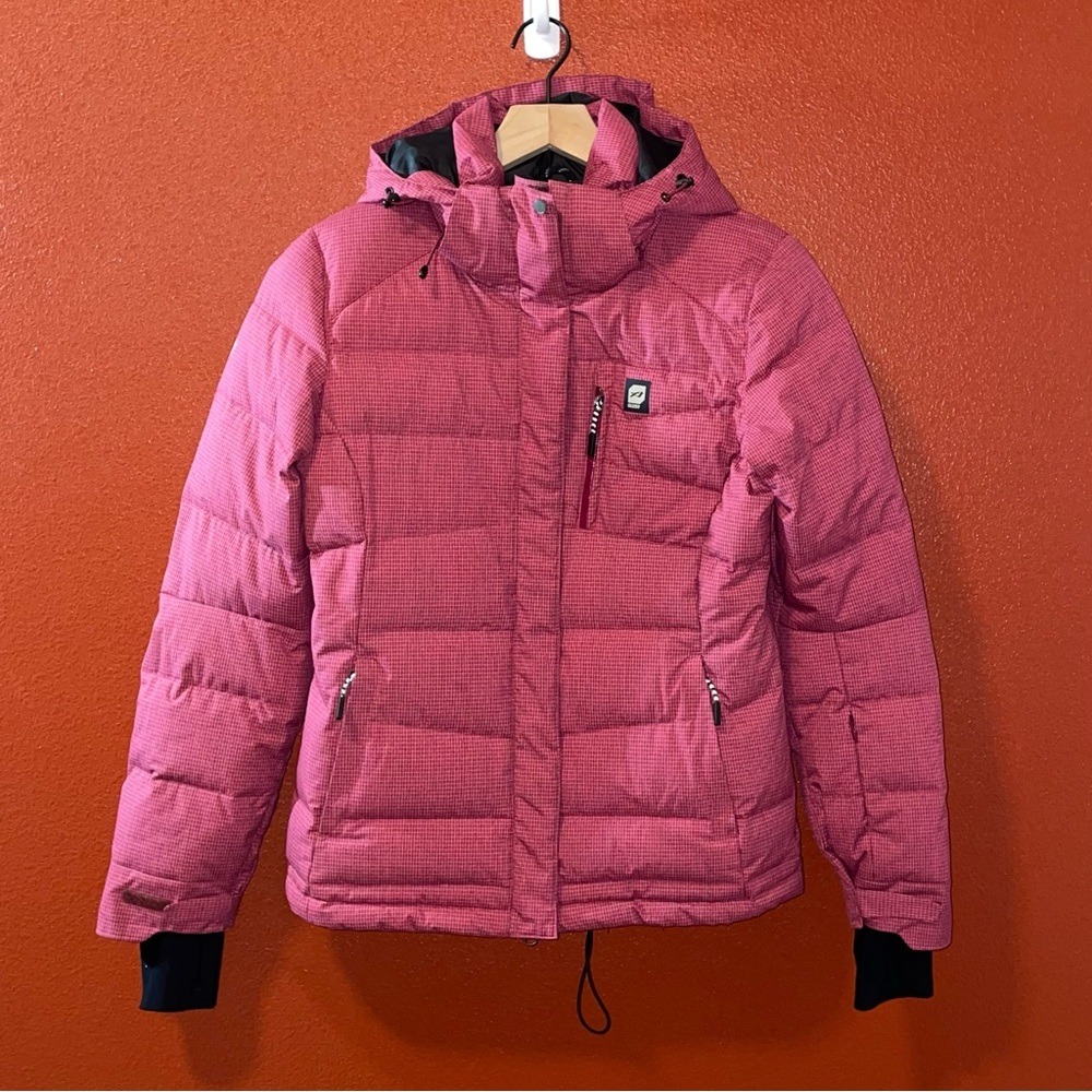 Orage Women's Pink Feather Down Fill Outdoor Hooded  Prime 20 Puffer Ski Jacket