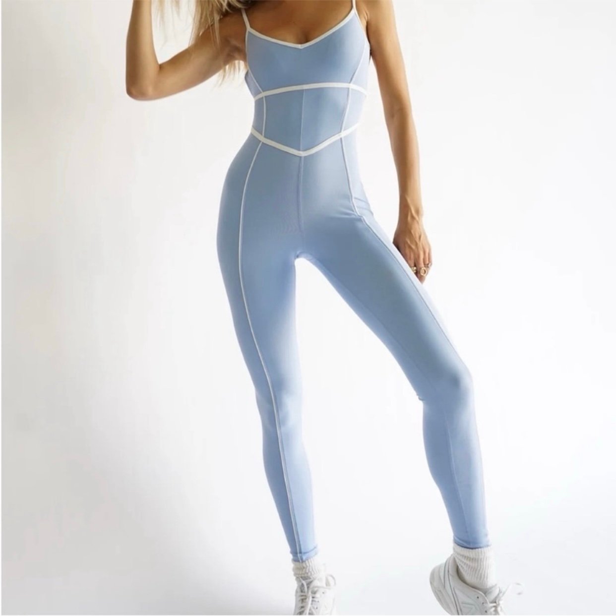 Yllw The Label Soul Blue Breathe Long Bodysuit Size Small