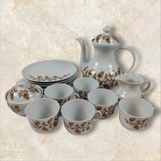 Wunsiedel MCM Orange Flower Pattern Porcelain Tea Set