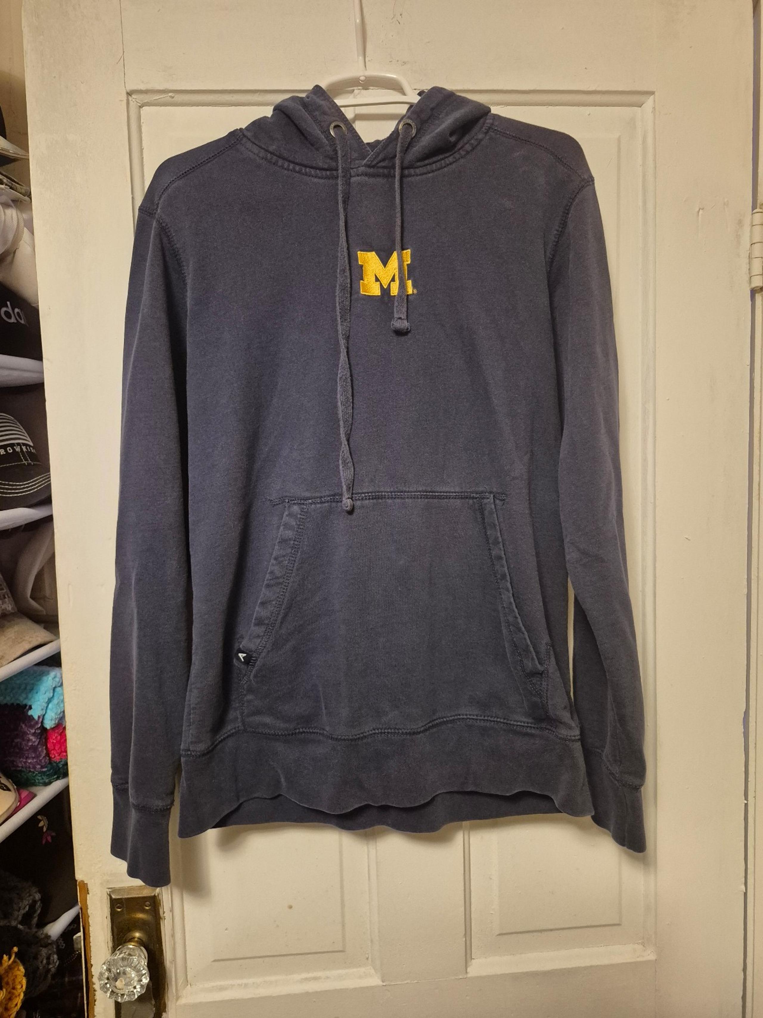 Antigua Heather Navy Michigan Wolverines Cloud Pullover Hoodie medium