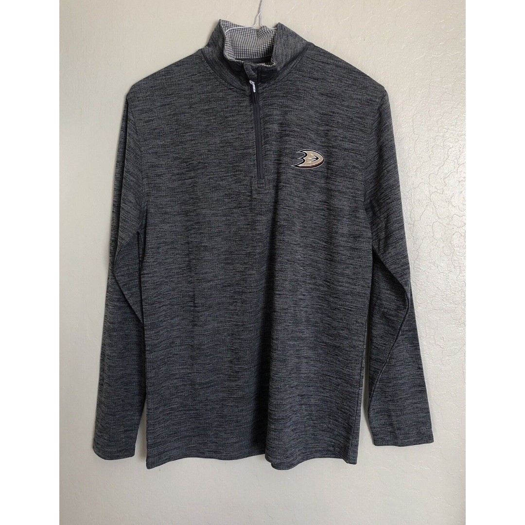 NHL Anaheim Ducks Lightweight Pullover Sweater 1/4 Zip Men's Size Small Gray