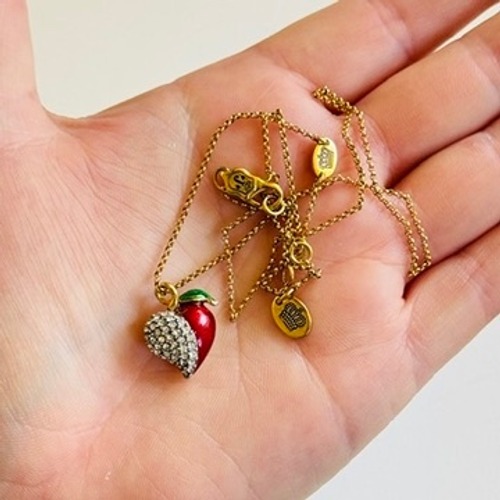 Juicy Couture Apple Heart Necklace Chain Rare Designer Gold Tone Designer Y2K