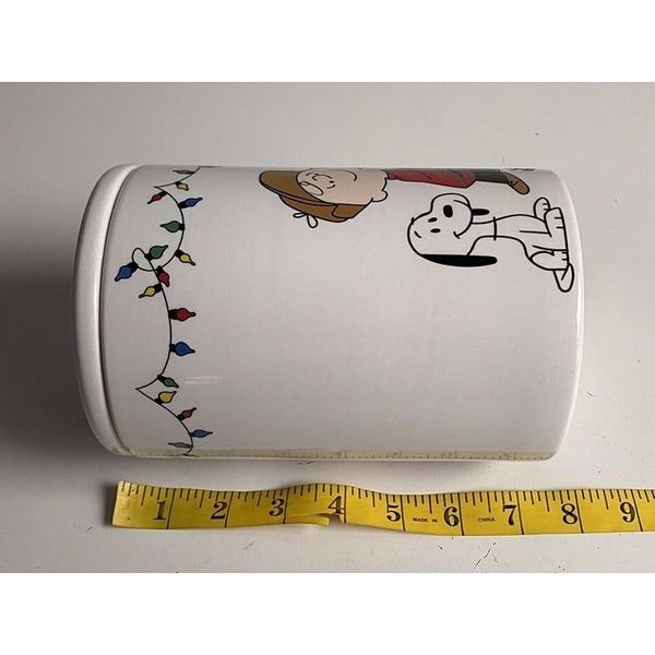 PEANUTS CHARLIE BROWN SNOOPY CHRISTMAS TREE LIGHTS CANISTER COOKIE JAR NEW - detail
