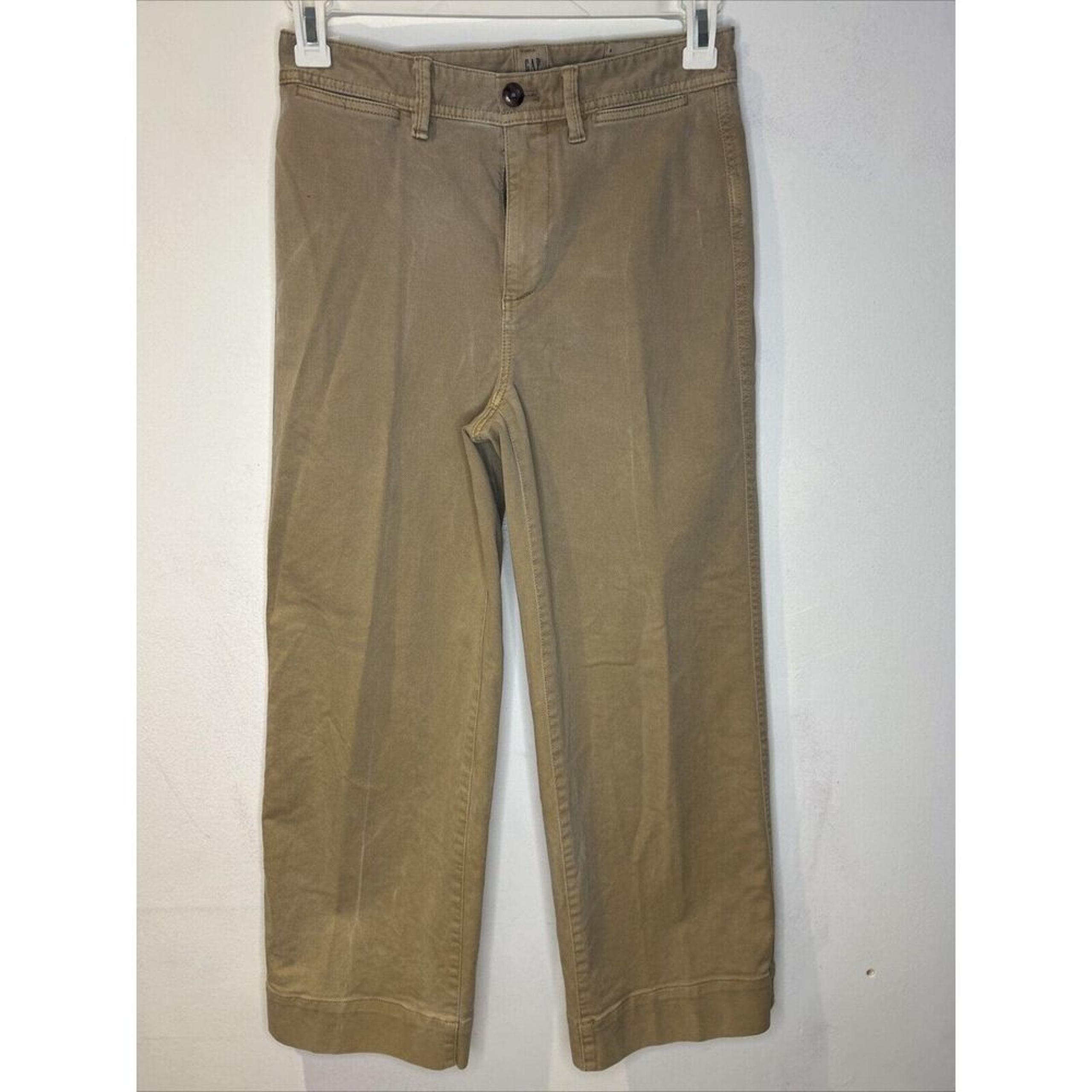 GAP Khaki Wide Leg Chino Pants Casual Cotton Trousers