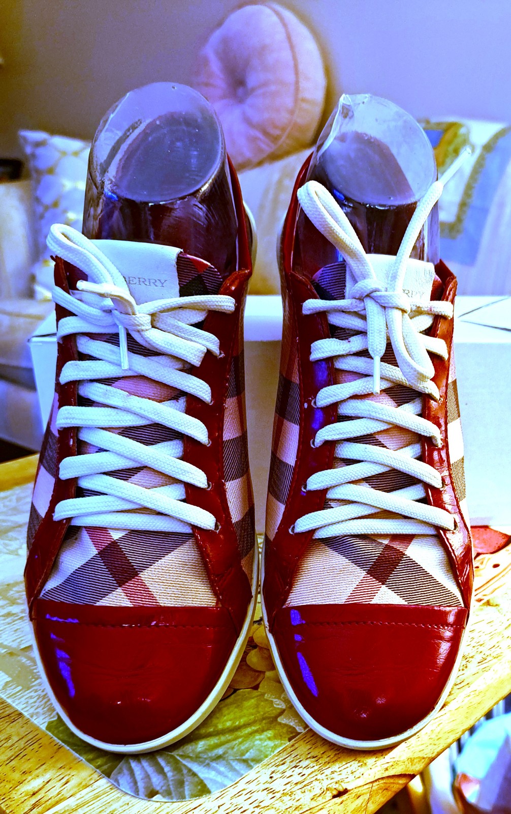 burberry women's check lace up sneakers
