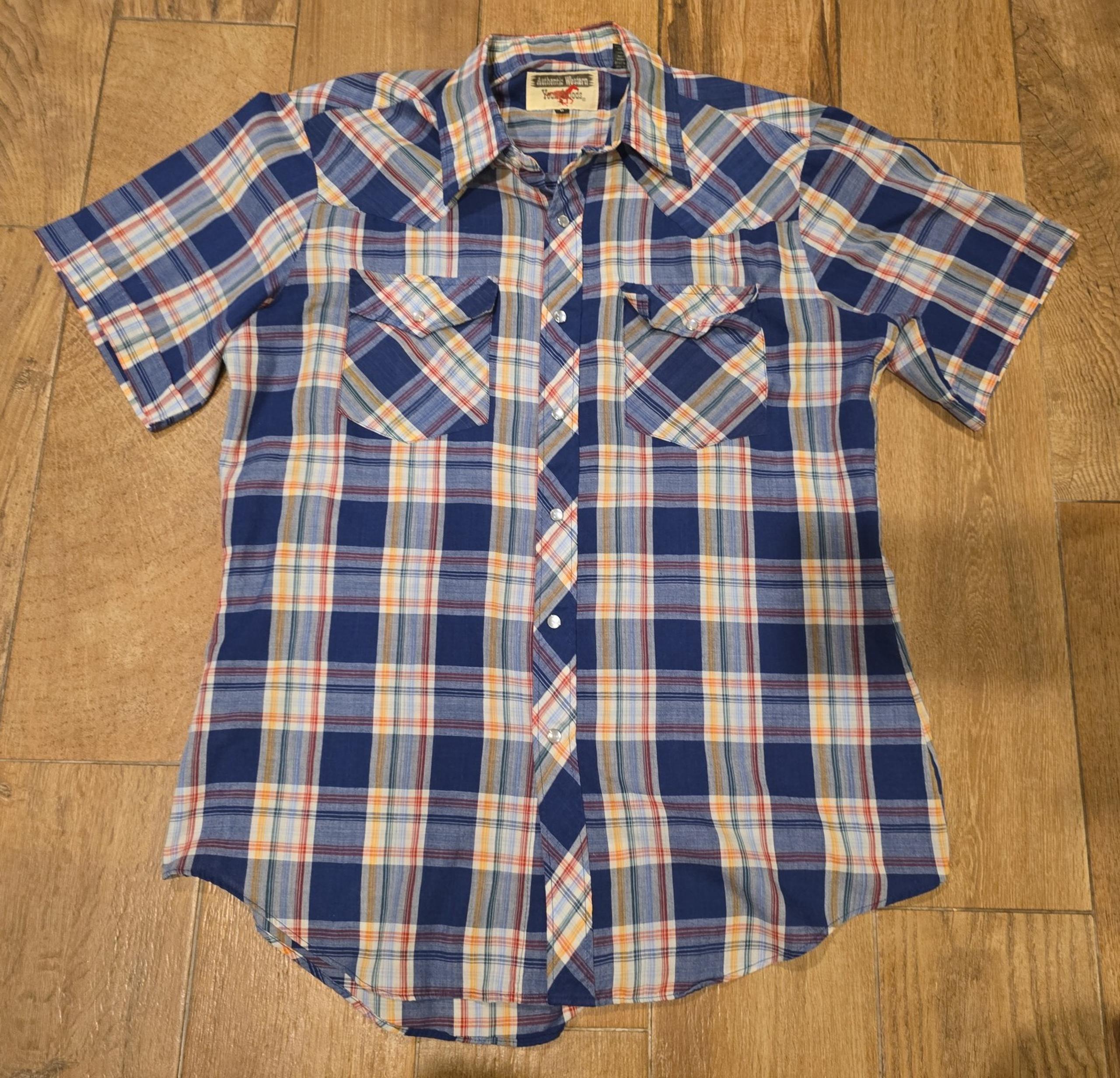 Vintage Youngbloods Mens Multi-Color Plaid Pearl Snap Button Down Shirt Medium