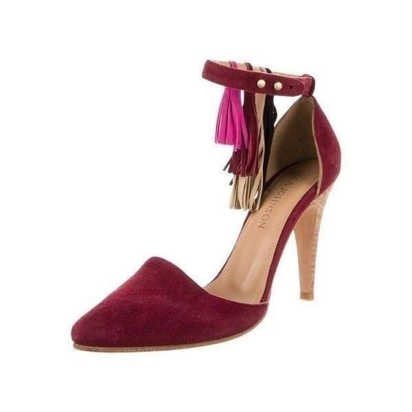 Ulla Johnson Tassel Kiki D'Orsay Pumps in Bordeaux Suede 37 New with Box Womens