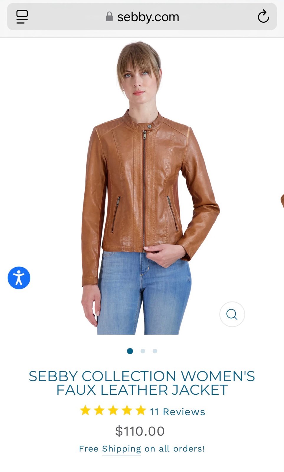 Sebby Collection Faux Leather Jacket Women’s L