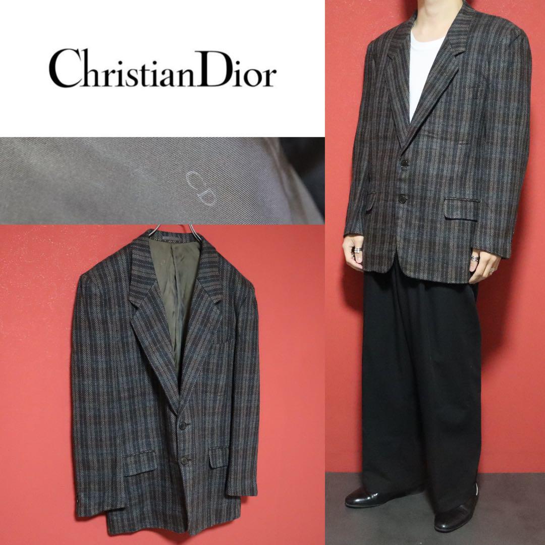 【Rare】Christian Dior Subtle Check Logo Design Tailored Jacket