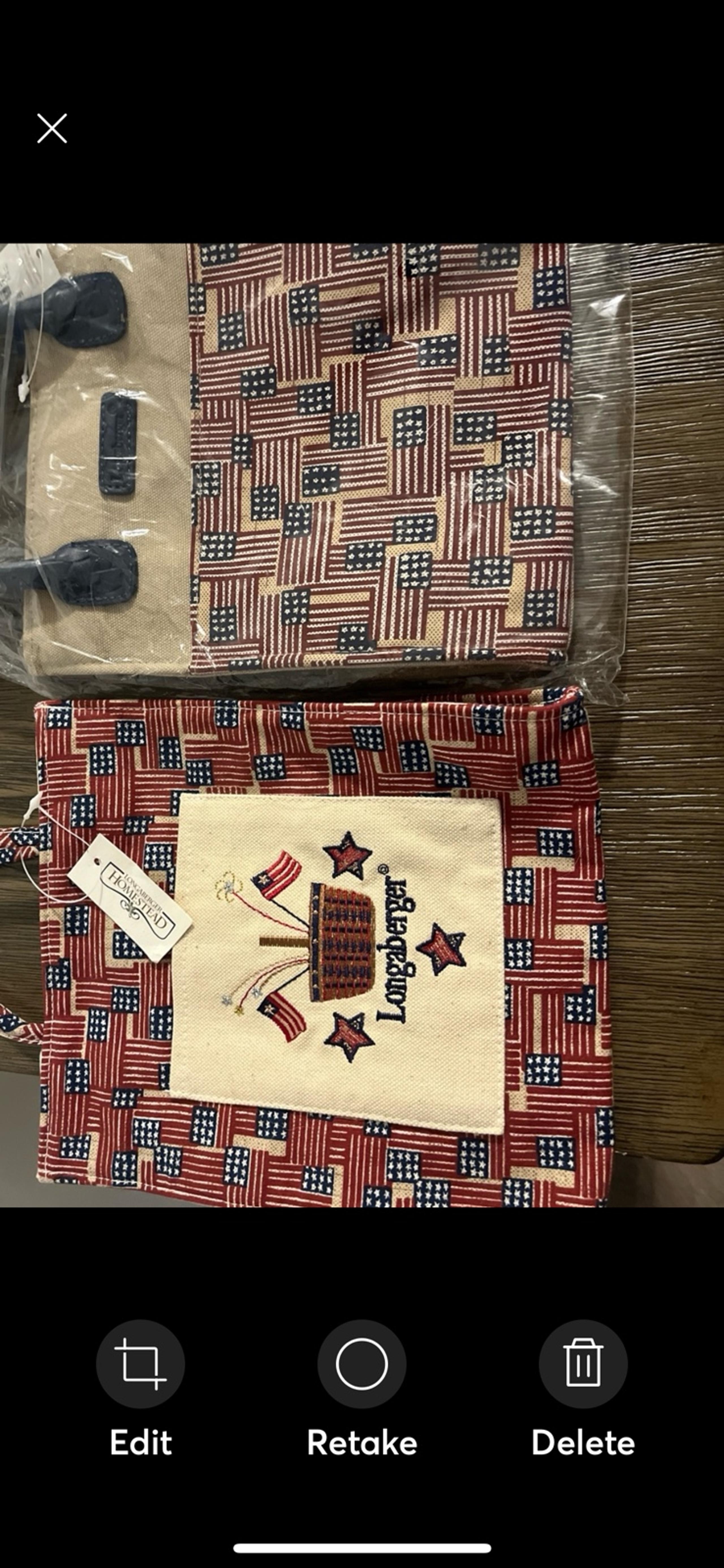 Longaberger Inaugural American Flag tote & bag set. Patriotic Americana Theme
