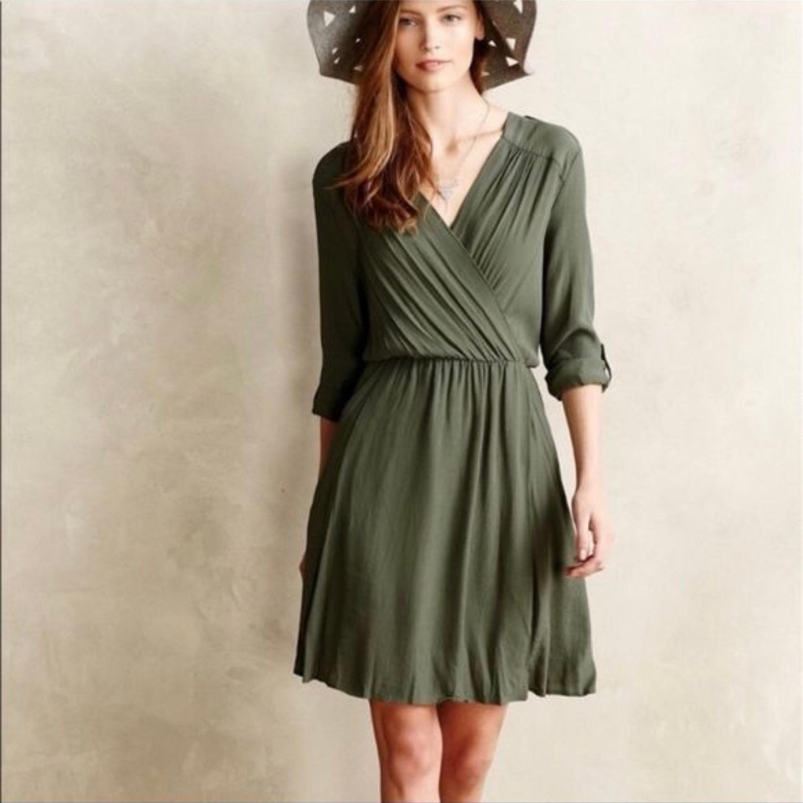 Anthropologie MAEVE Lene dress Olive Green Medium Style No. 4130265411881