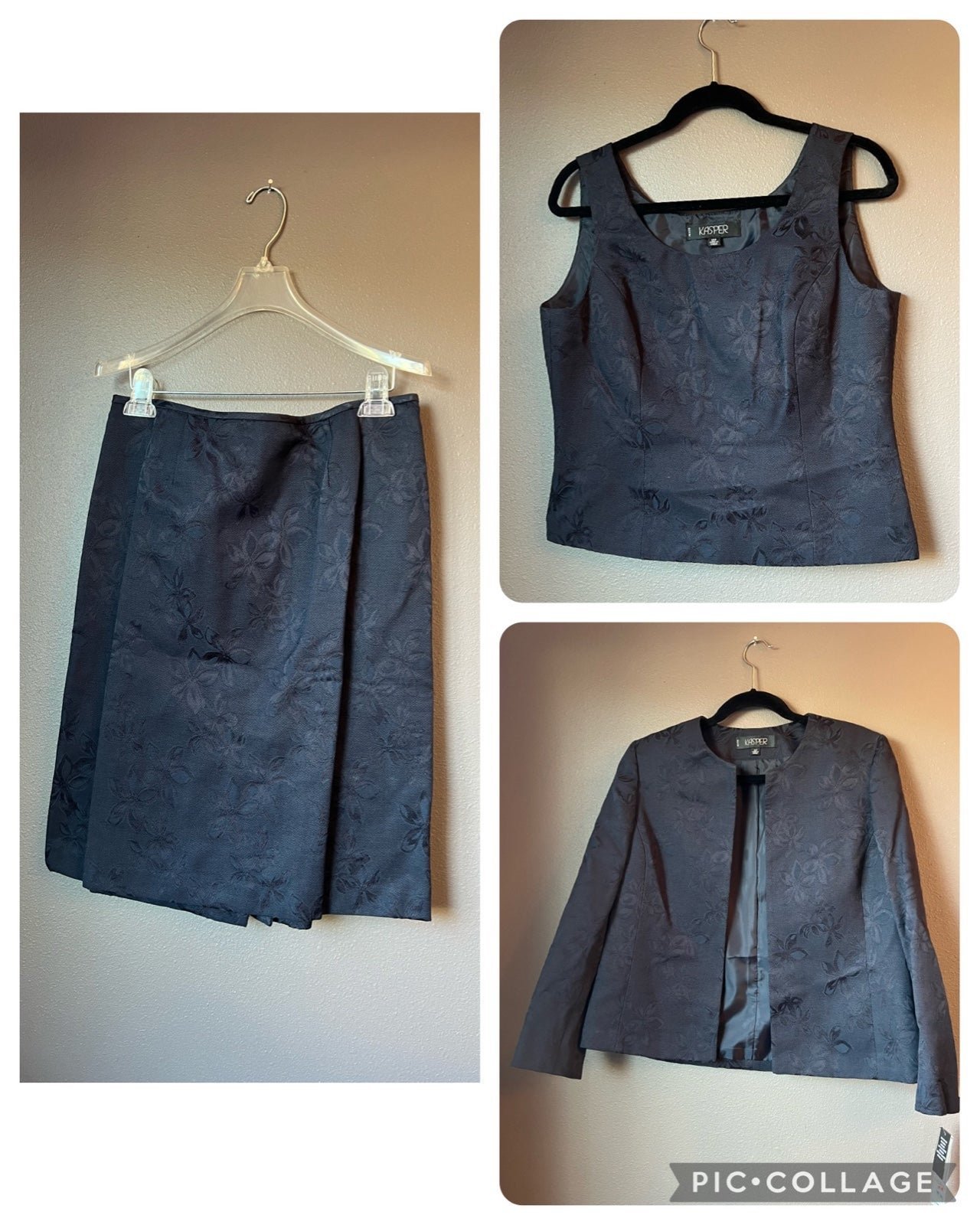 NWT Kasper 3 piece women’s midnight blue skirt suit
