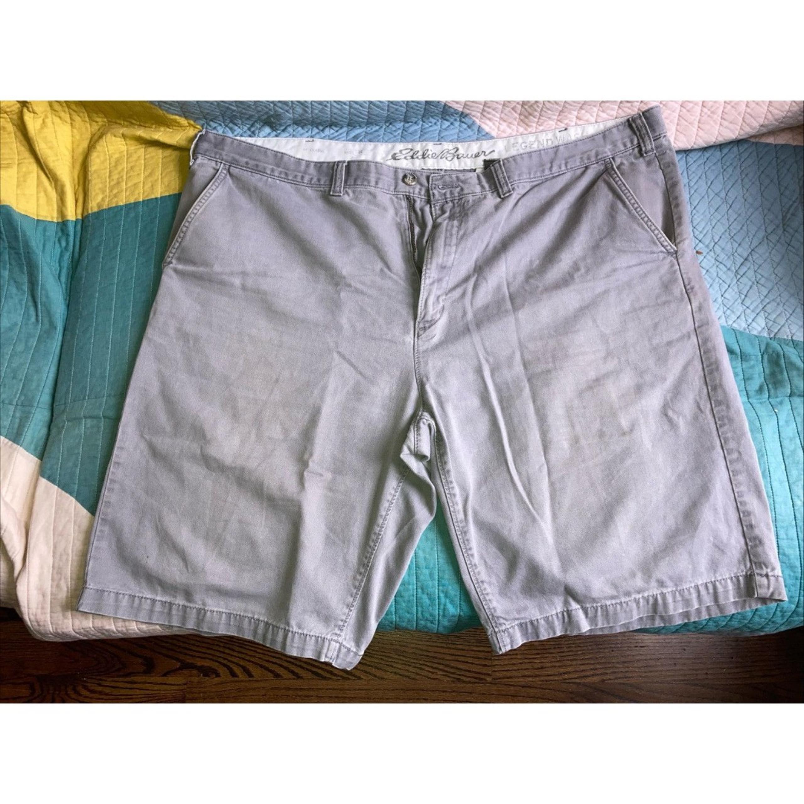 Eddie Bauer Shorts Men's 44 Gray Legend Wash Cotton Casual Chinos