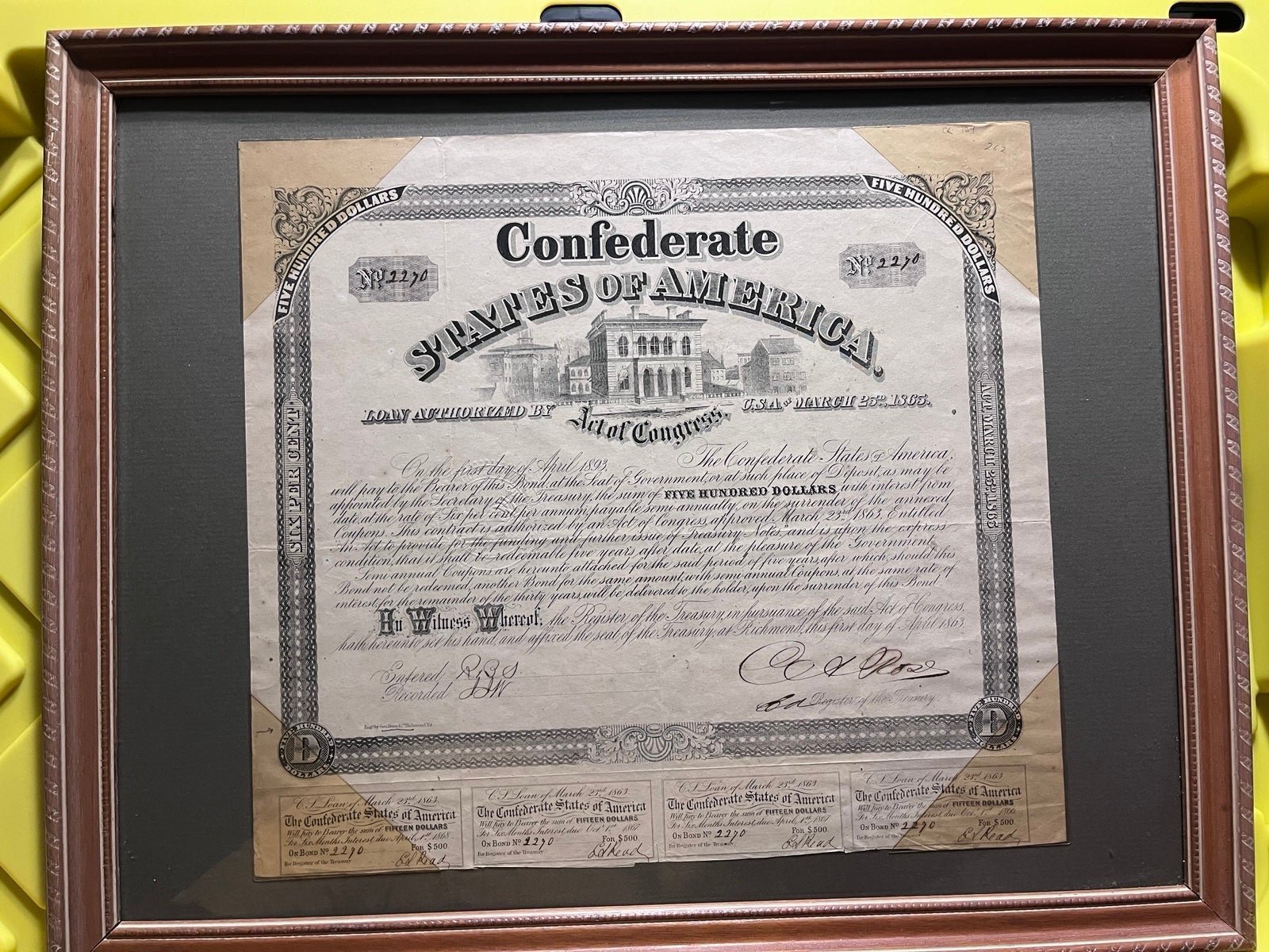 500 Confederate War Bond, 1863