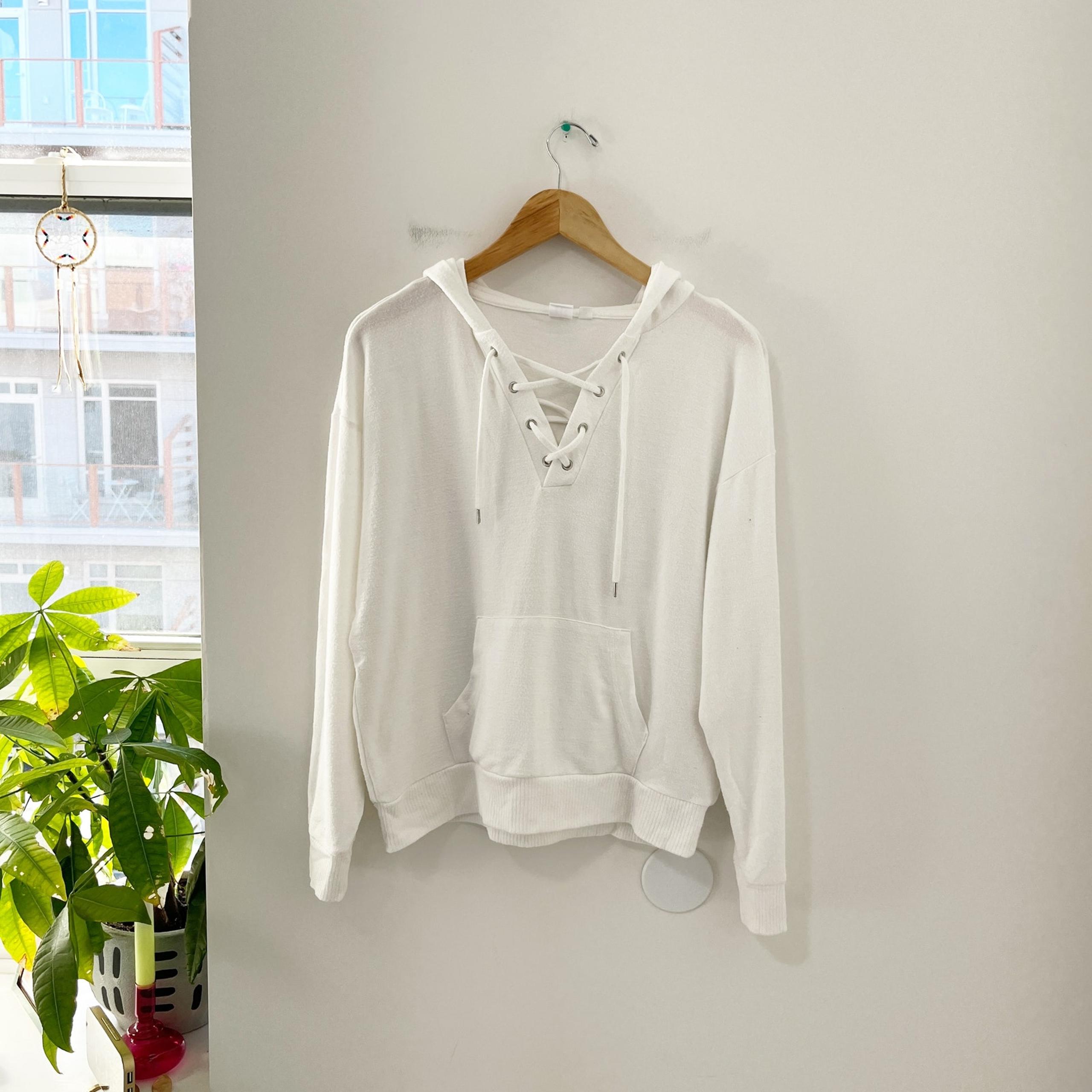 Gap White Tie Up Lightweight Hoodie Sweatshirt Size Small