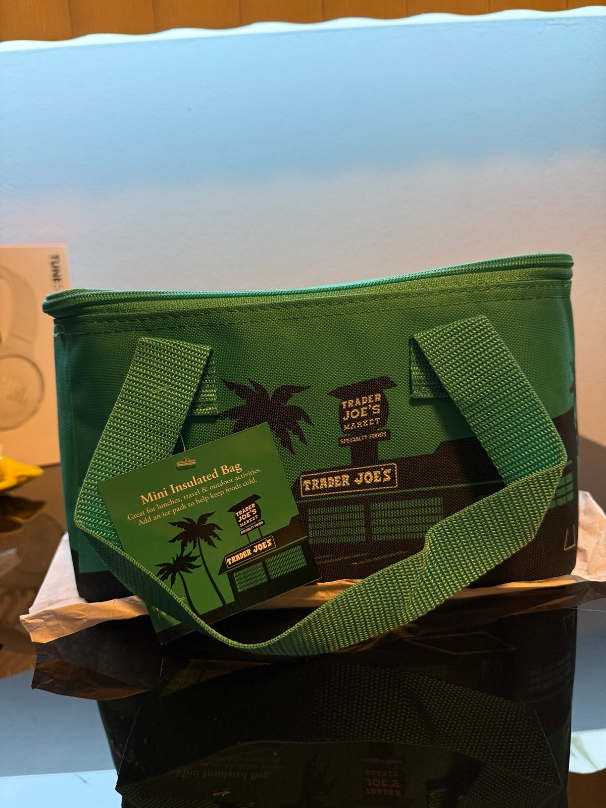 Trader Joes Insulated Mini Tote Lunch Box Size Bag, Teal , Limited Bag