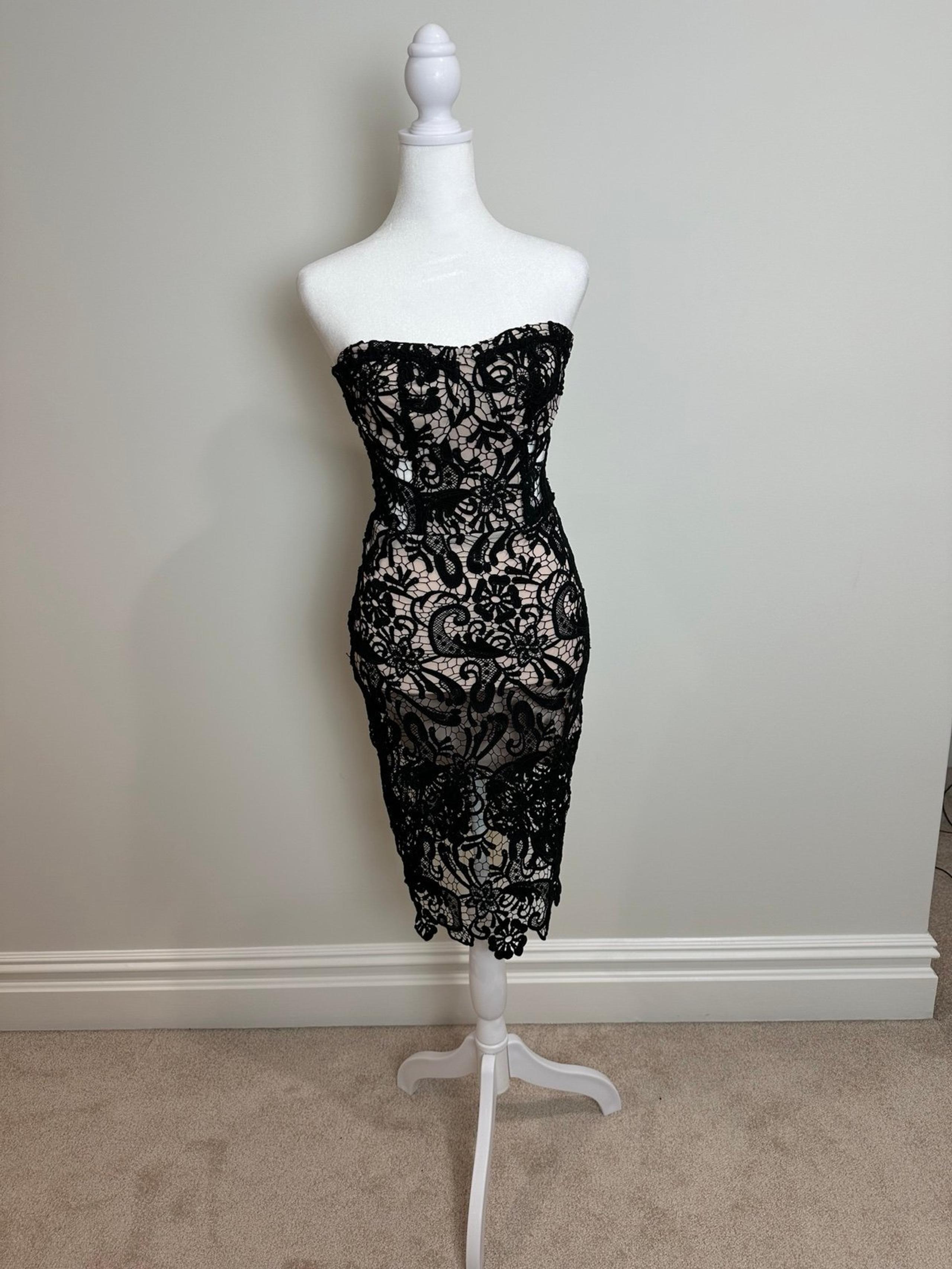 Olivaceous Floral Black Lace Mini Dress