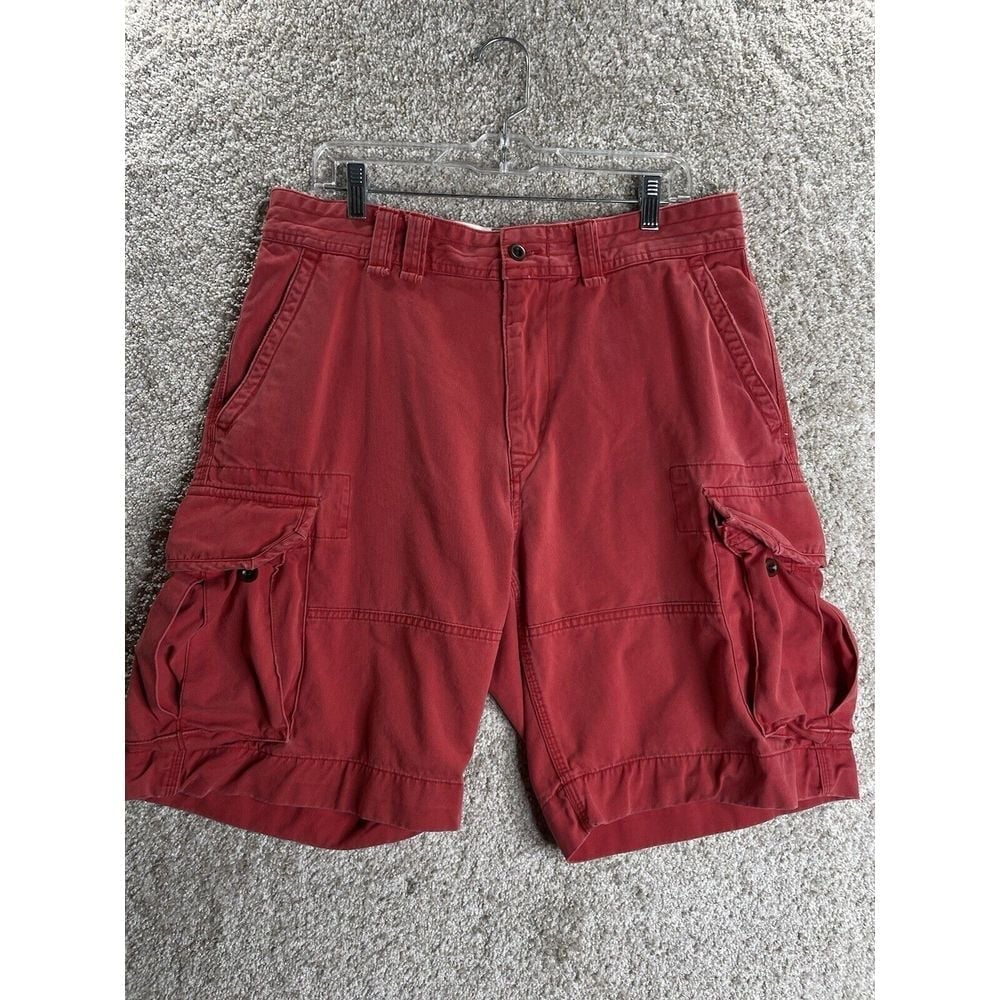 Vintage Polo Ralph Lauren Cargo Shorts Mens 34 Red Pockets 10 Inseam