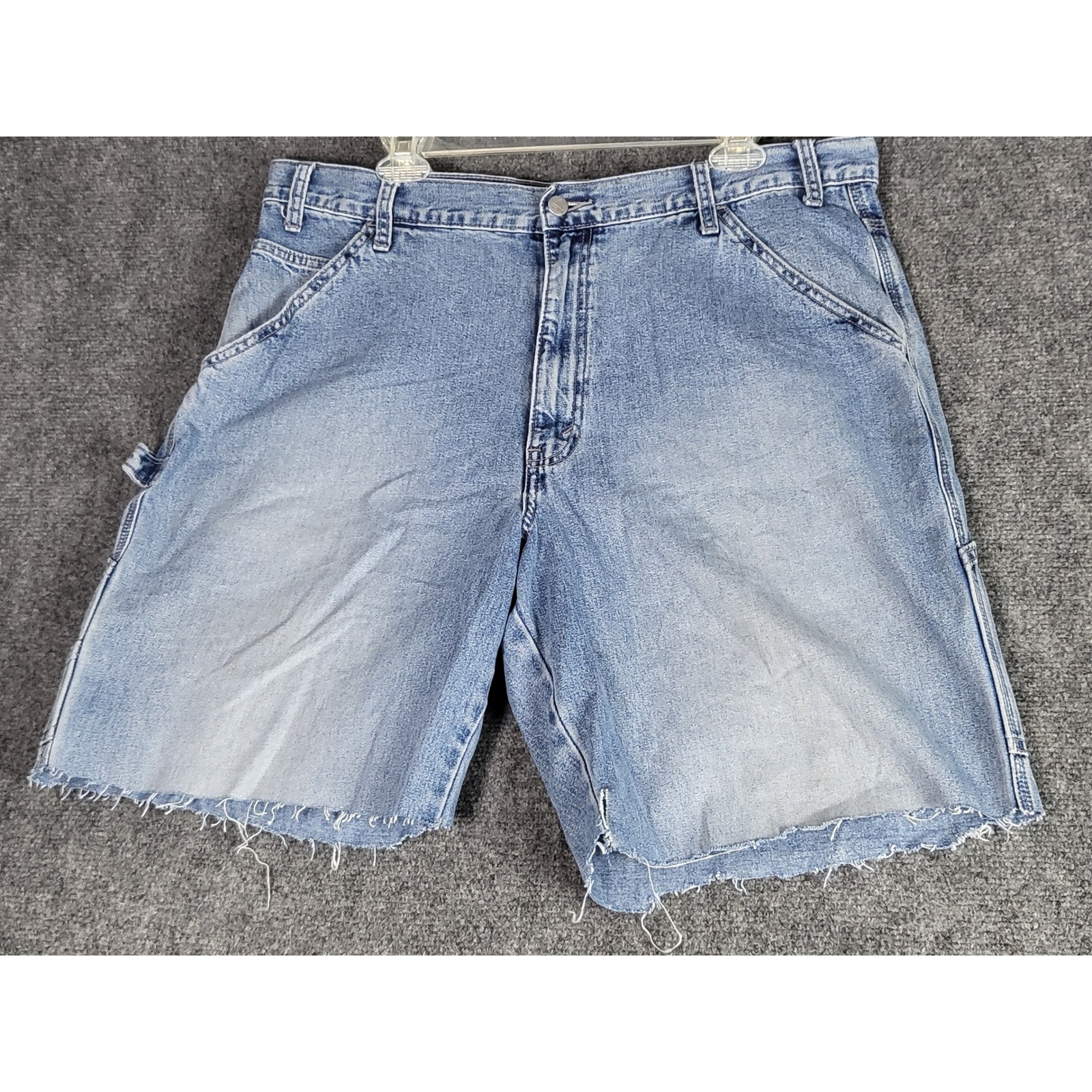 Levis Silver Tab Carpenter Denim Shorts Frayed Hem Light Wash Mens Sz W36 L34