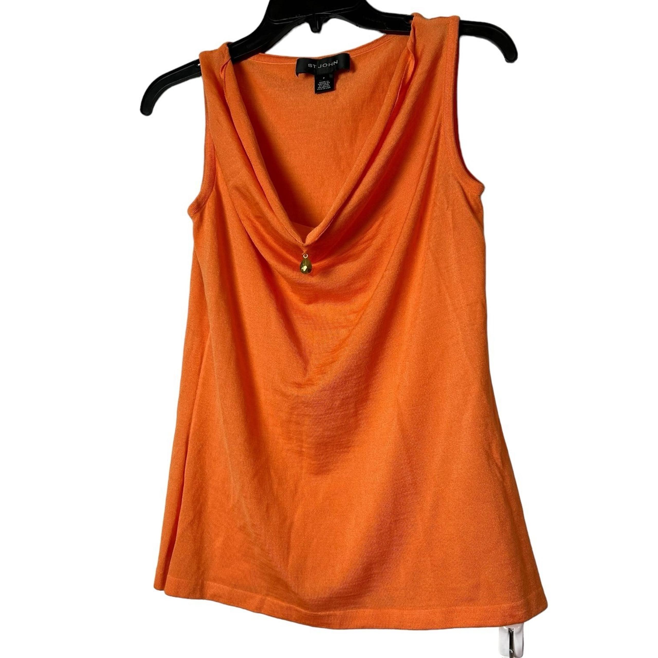 St. John Women’s Orange Sleeveless Knit Wool Blend Top Size 2.