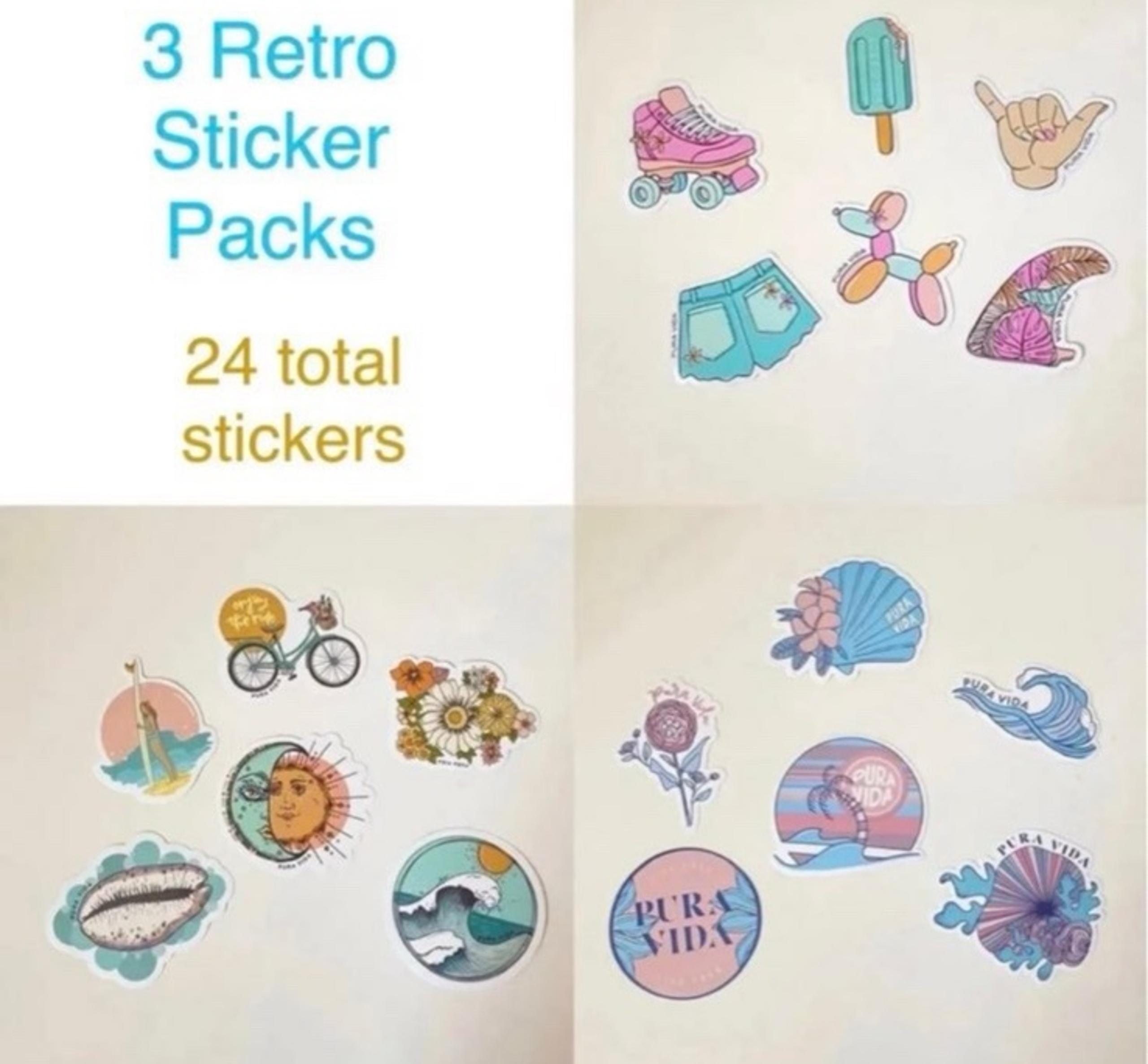 3 PURA VIDA Retro Sticker Packs NEW