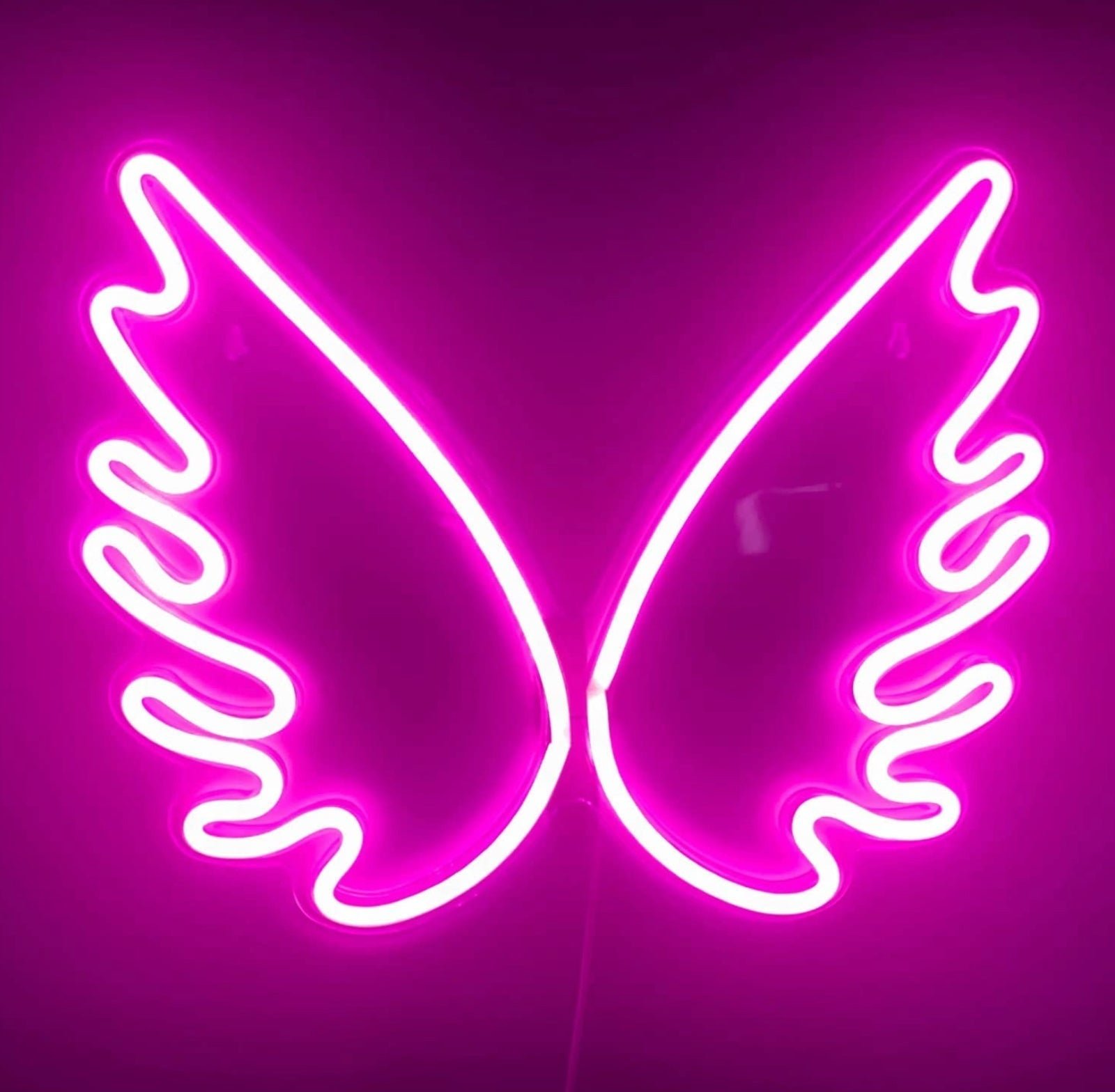 Adorable Bright Pink Heavenly Angel Wing LED Night Light Room Wall Decoration
