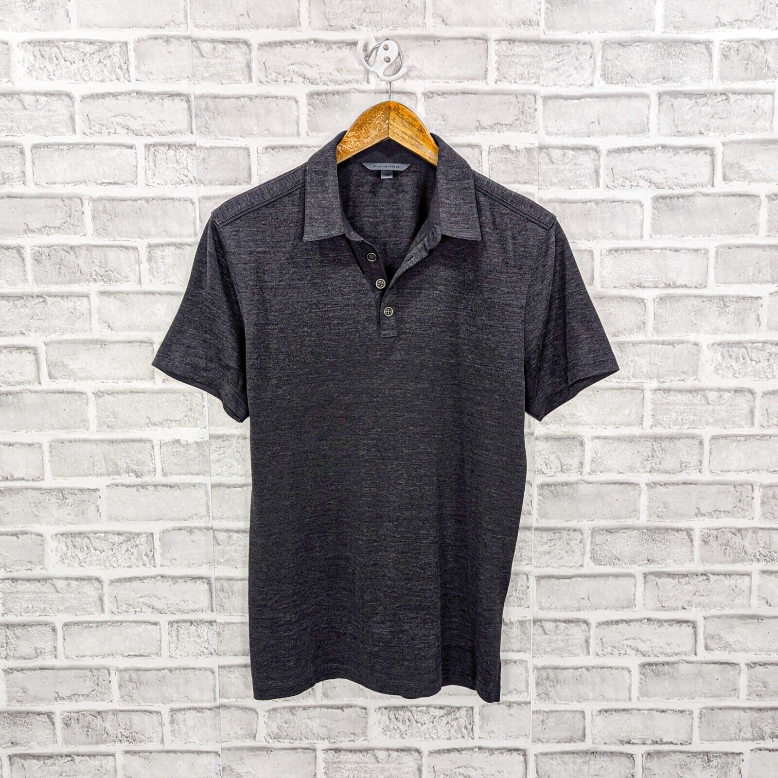 John Varvatos Collection Men's Silk cotton polo shirt charcoal gray size Small