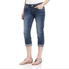 Miss Me Cropped Boyfriend Distressed High -Rise Bling Jeans 30